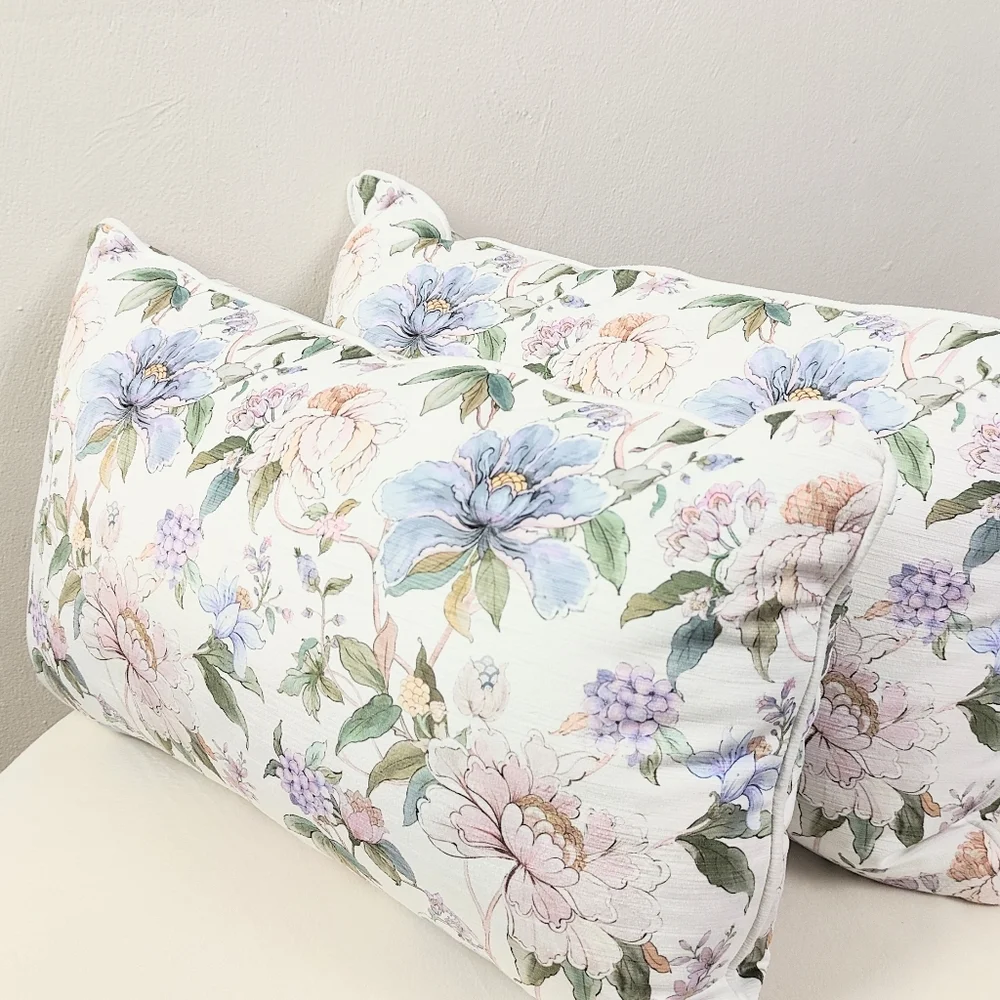 Maison Mason 2pc Set Floral Pillows Decorative Rectangle Pillow Down Alternative
